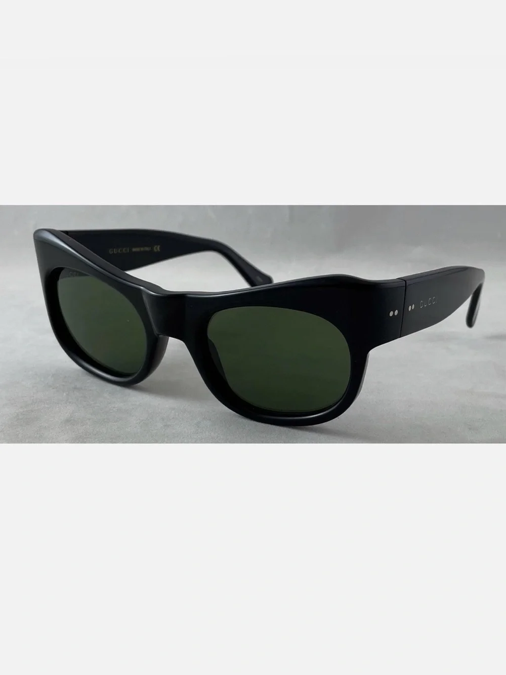 Gucci Black Cat-eye Sunglasses with Green Lenses - Bold Acetate Frame